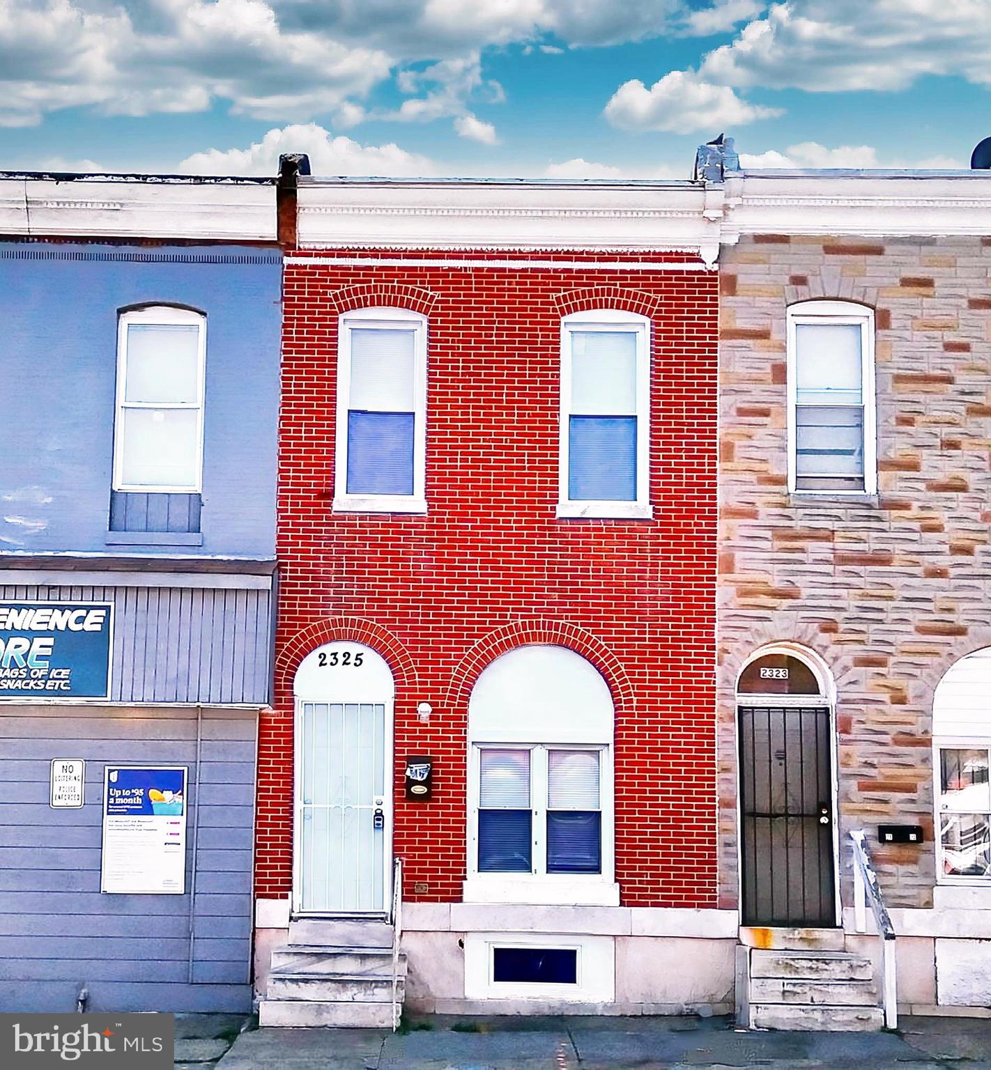 a front view of multiple houses