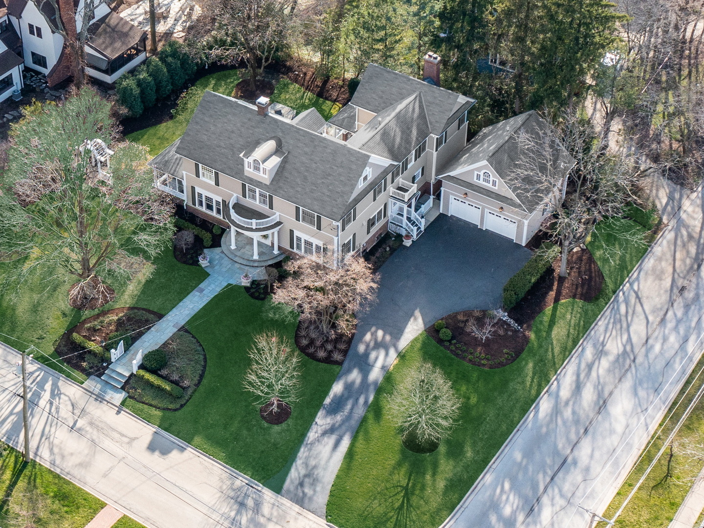 an aerial view of a house