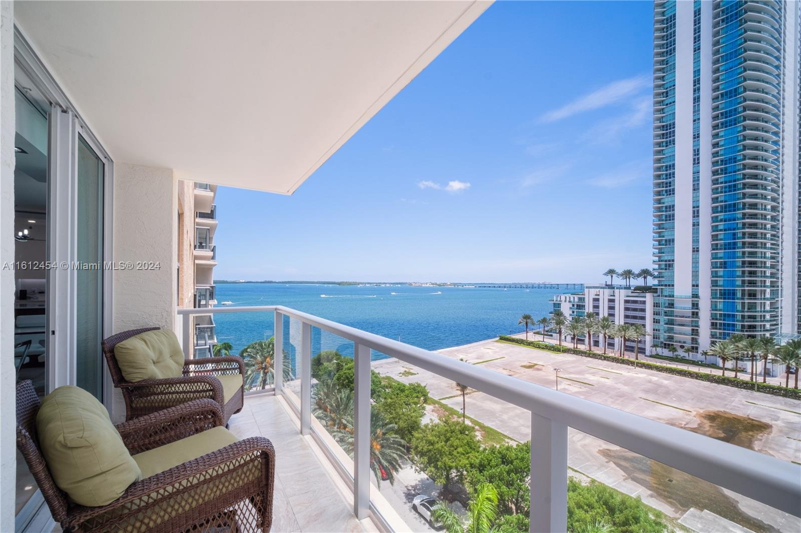 a balcony with view of ocean