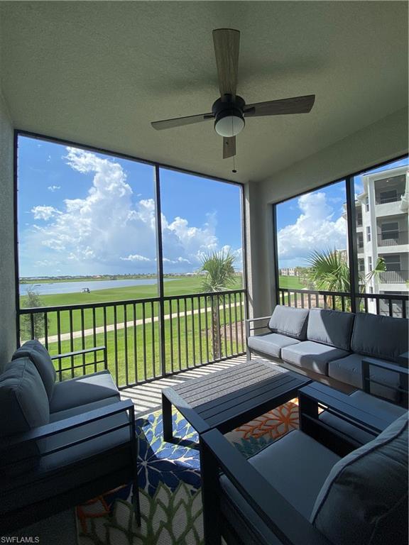 a outdoor living space with furniture and a garden