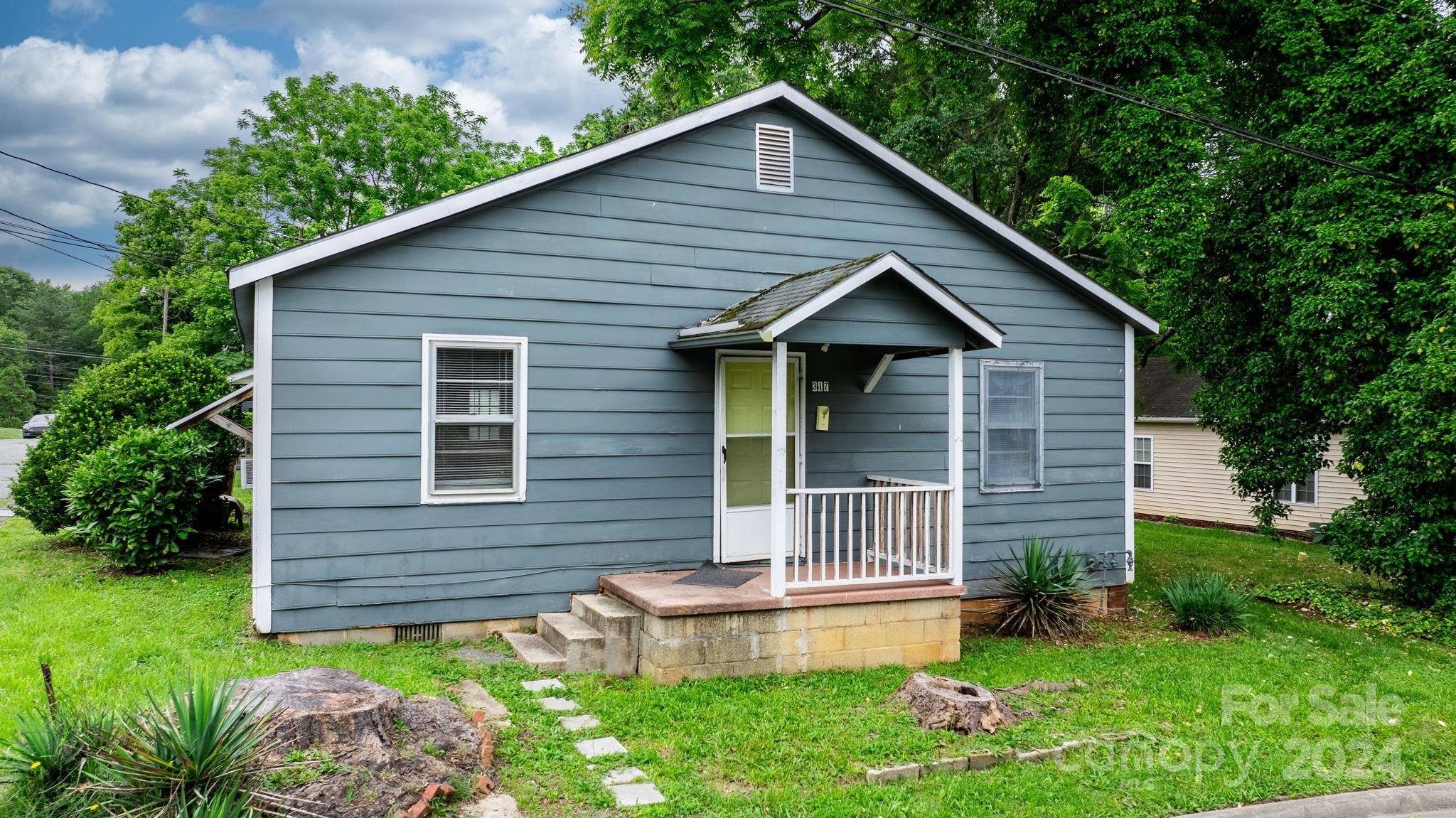 a front view of a house with garden