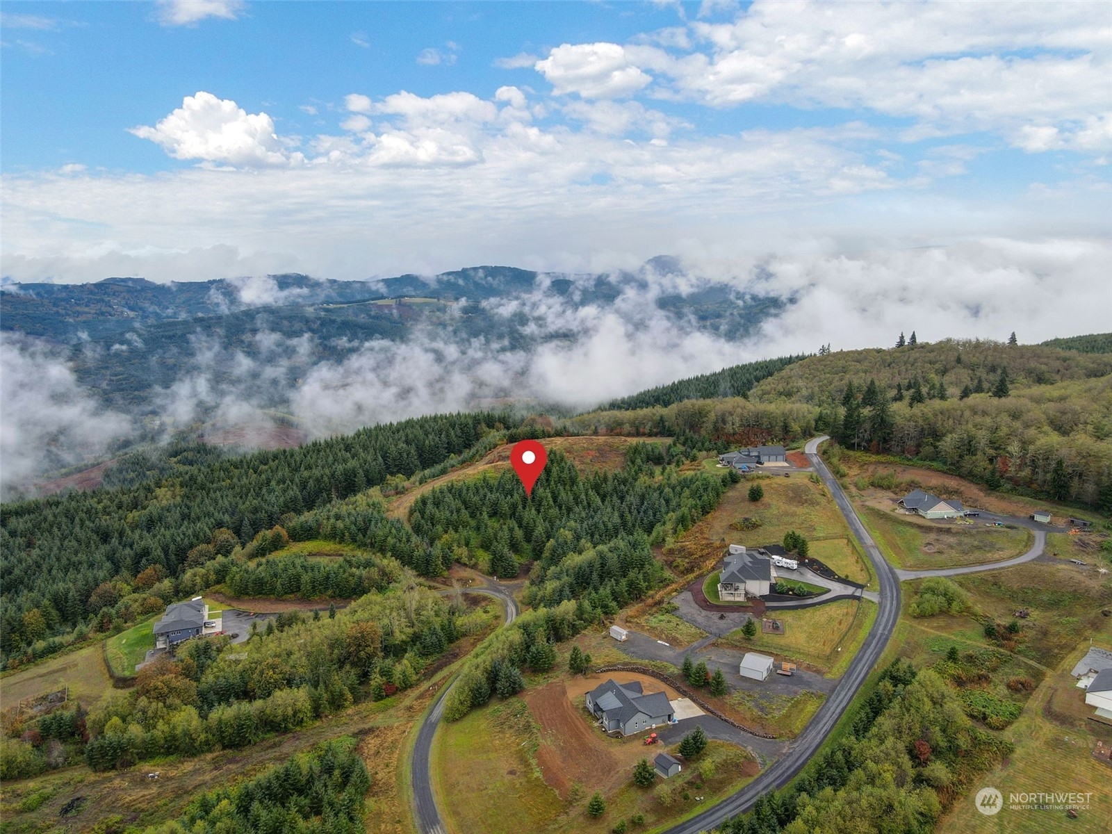 an aerial view of a house