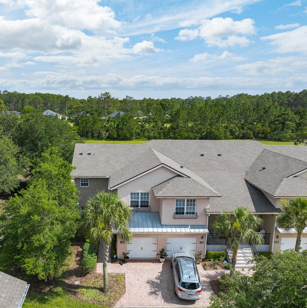 an aerial view of a house