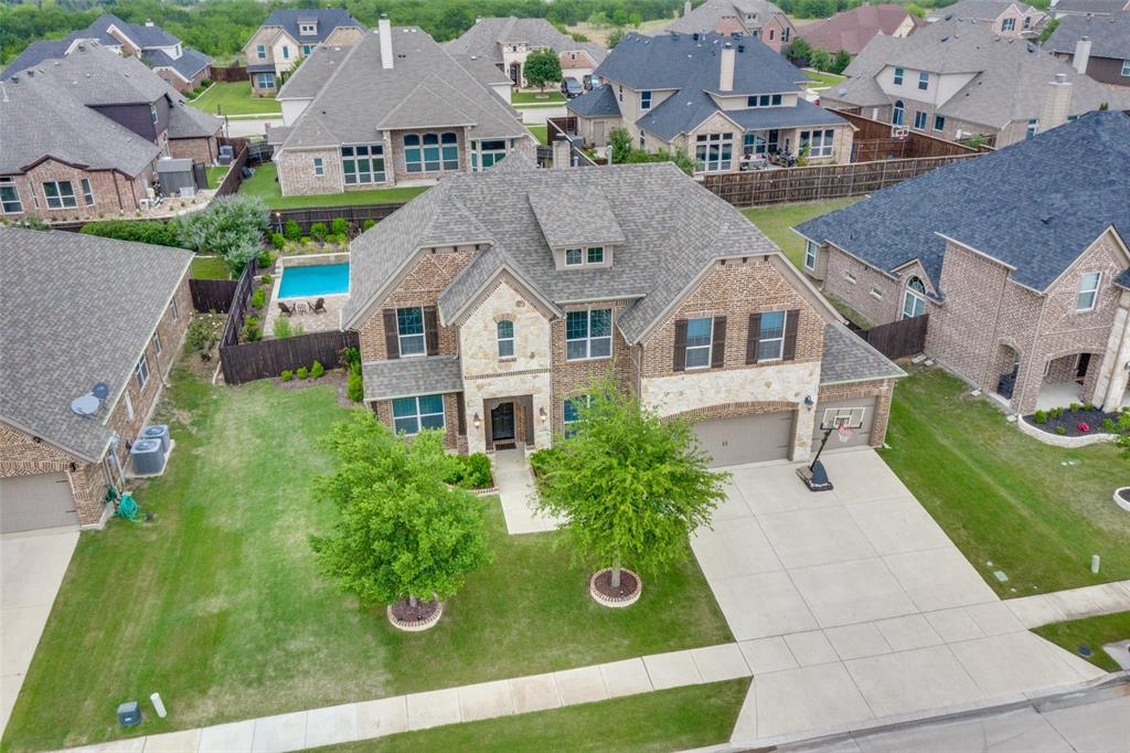 an aerial view of a house