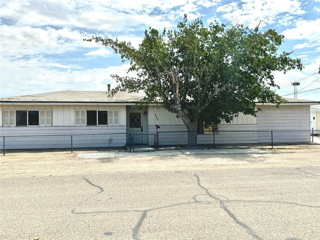 a view of a house with a large tree and a yard