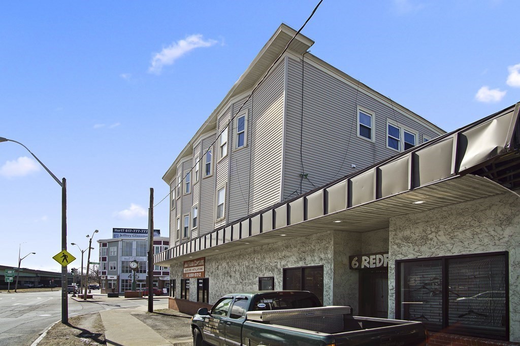 a view of street with building