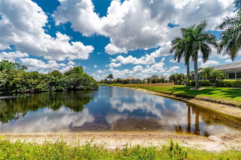 a view of a lake in front of house