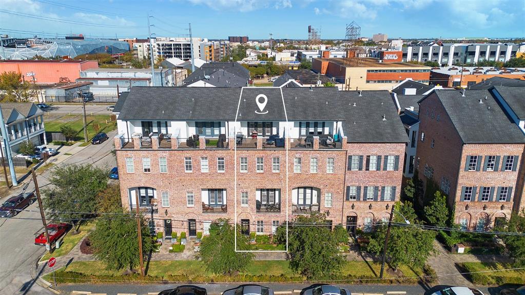 an aerial view of multiple houses