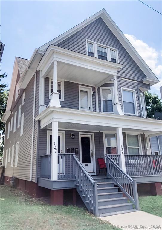 front view of a house with a porch