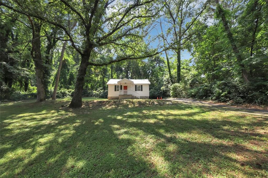 a view of a trees with a yard