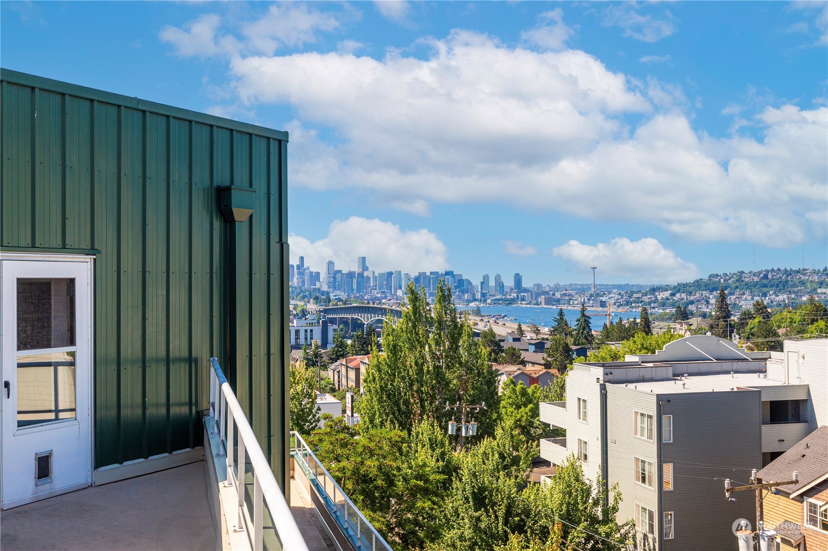 a view of a city from a balcony