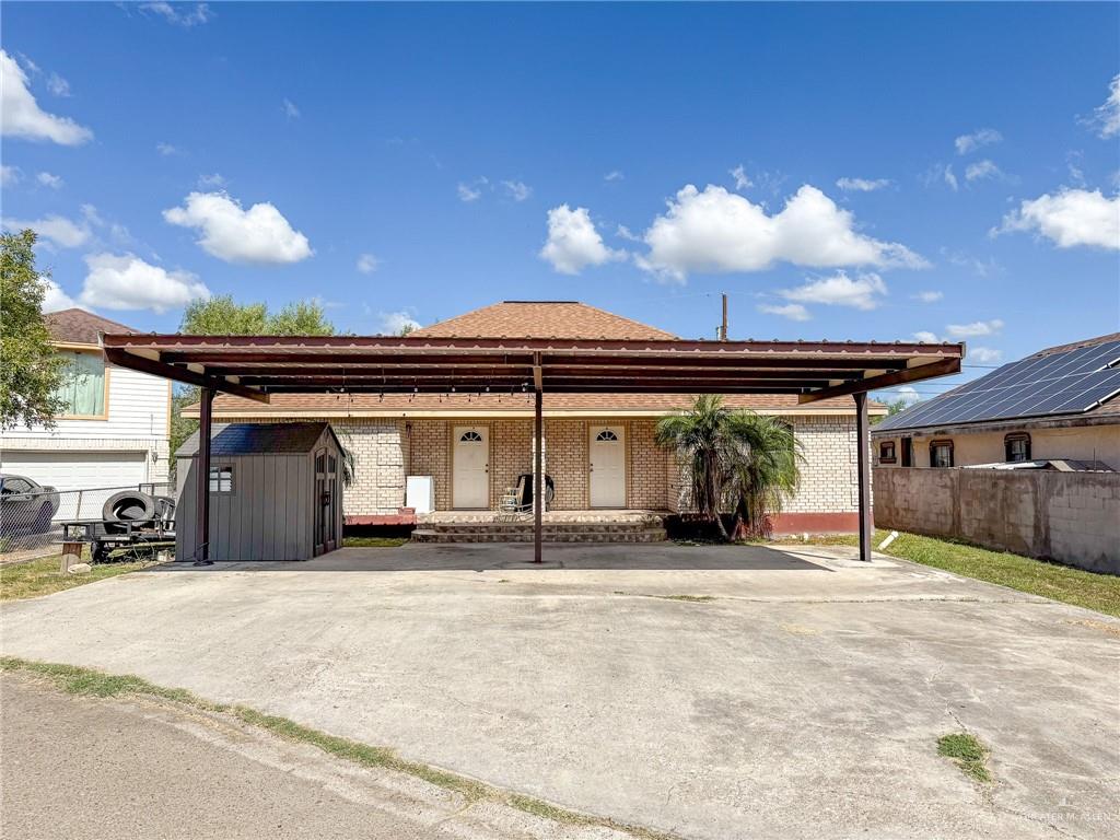 a view of a house with a patio