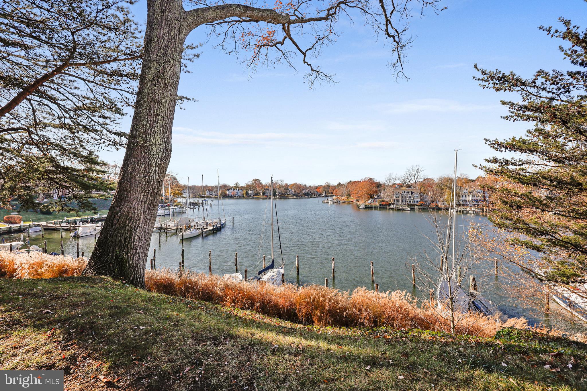 a view of a lake next to a building