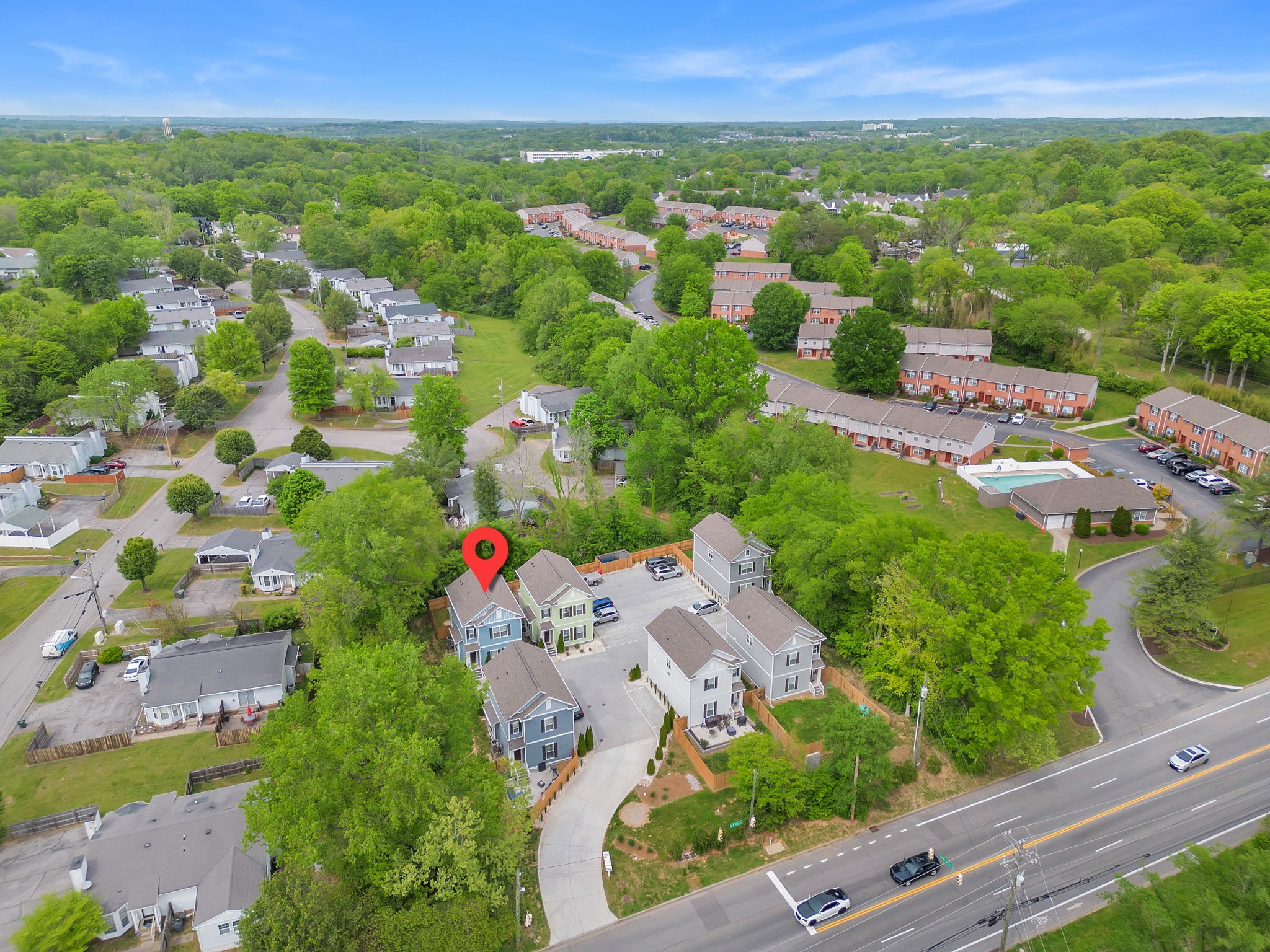 an aerial view of multiple house