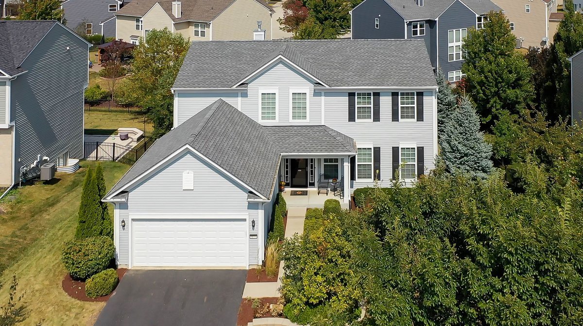 an aerial view of a house