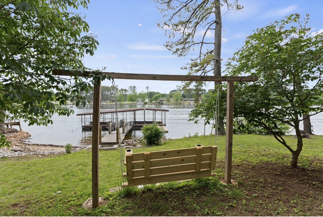 a view of a bench in a garden