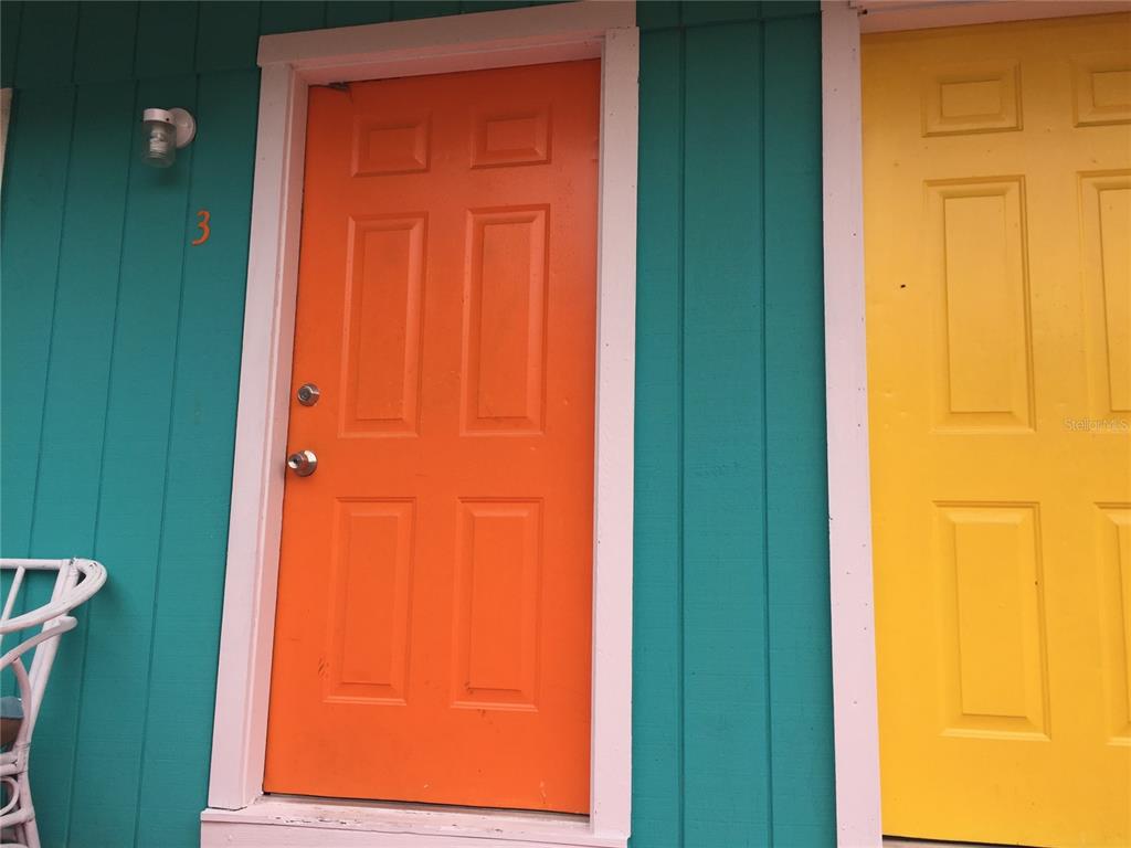 an outdoor view of a door