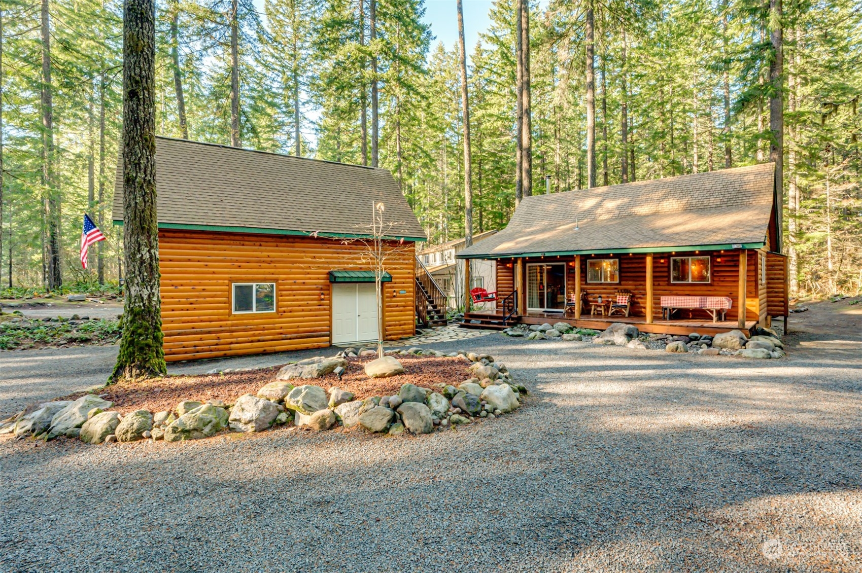 a front view of a house with basket ball court and outdoor seating