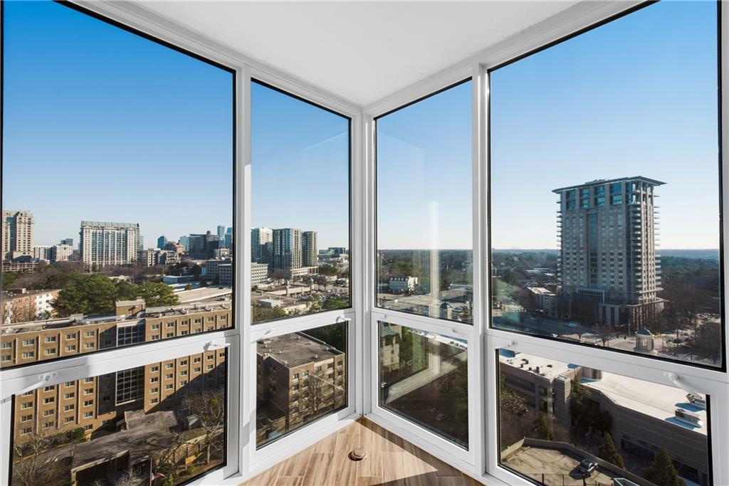 a city view from a balcony