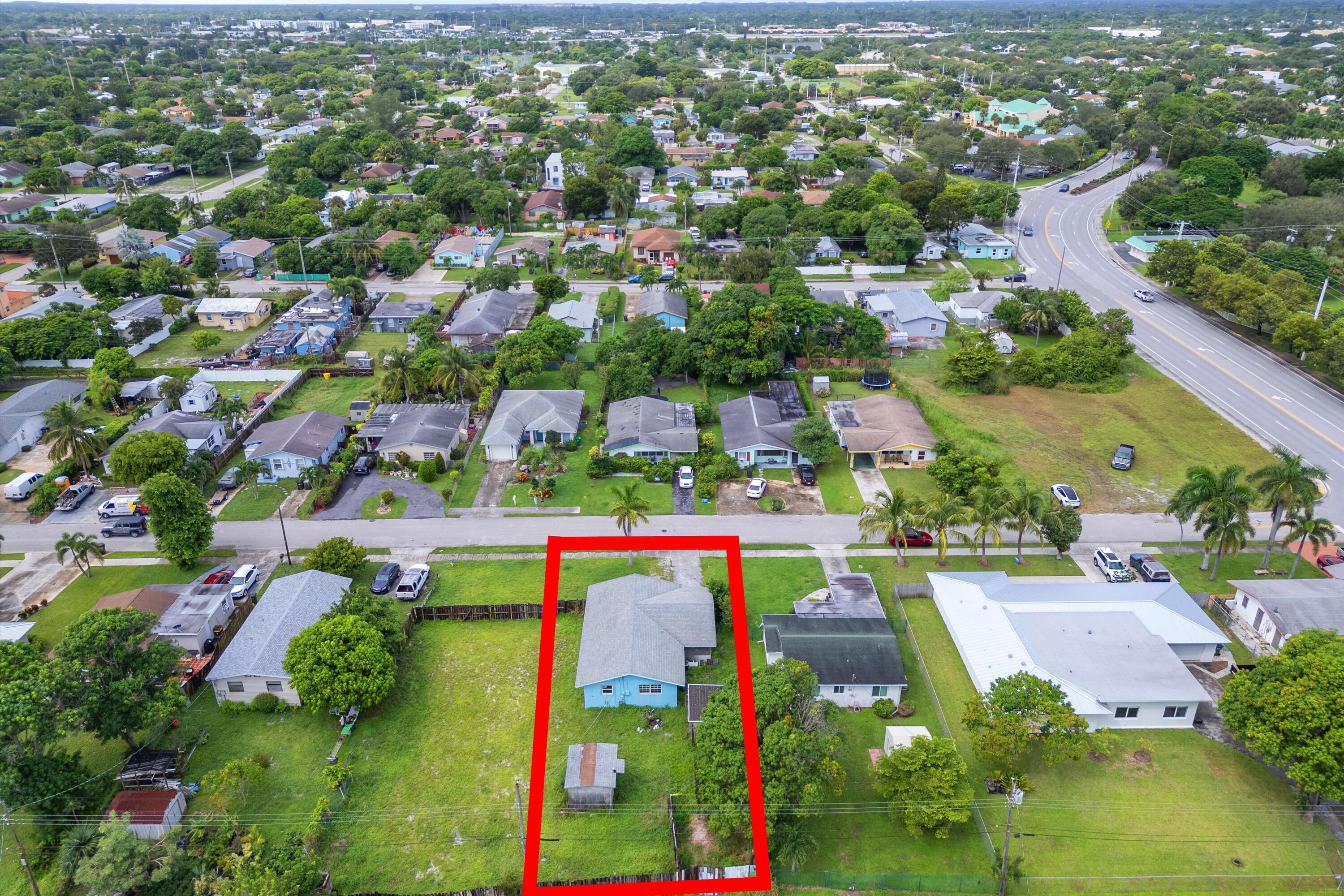 an aerial view of multiple house