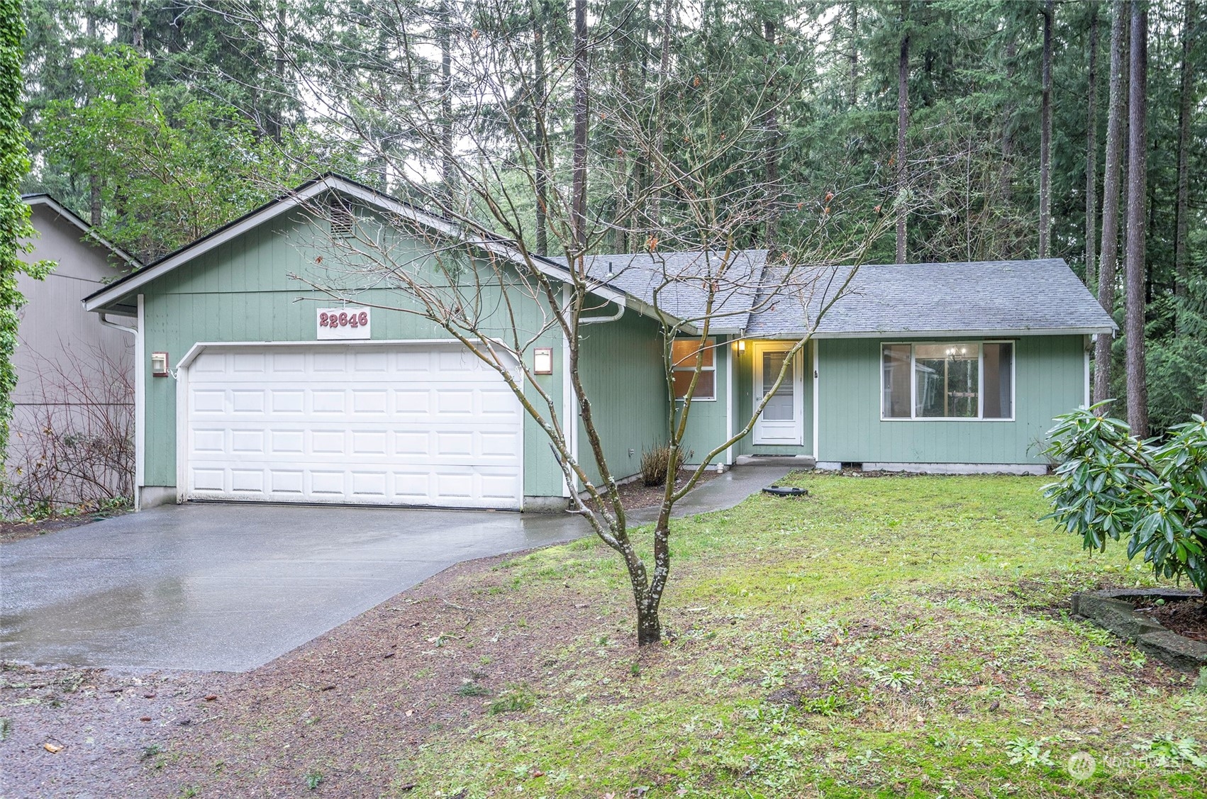 a house with trees in the background