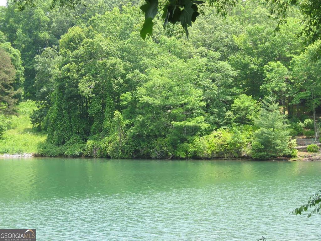 a view of lake with green field