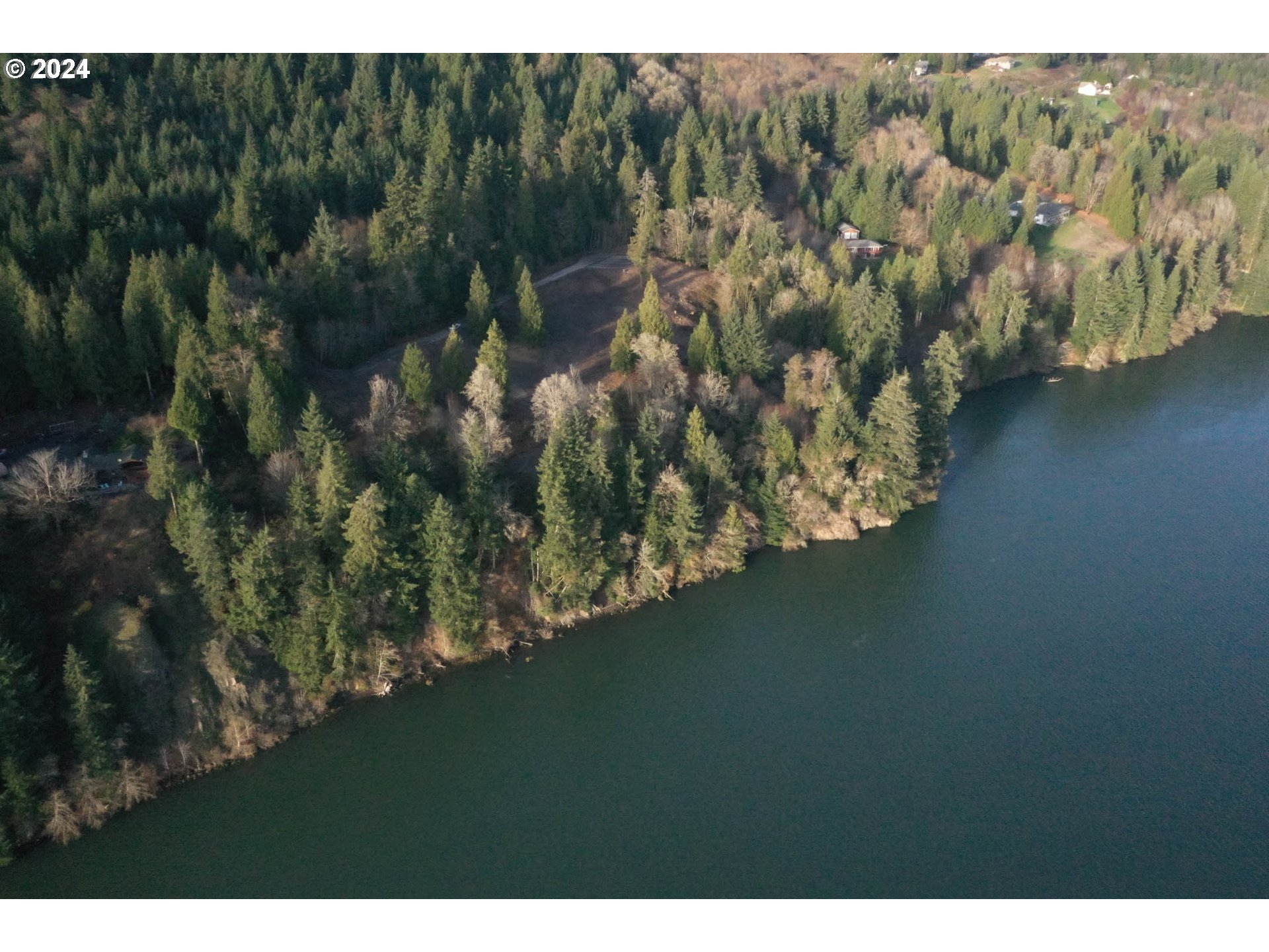 a view of a lake with a mountain