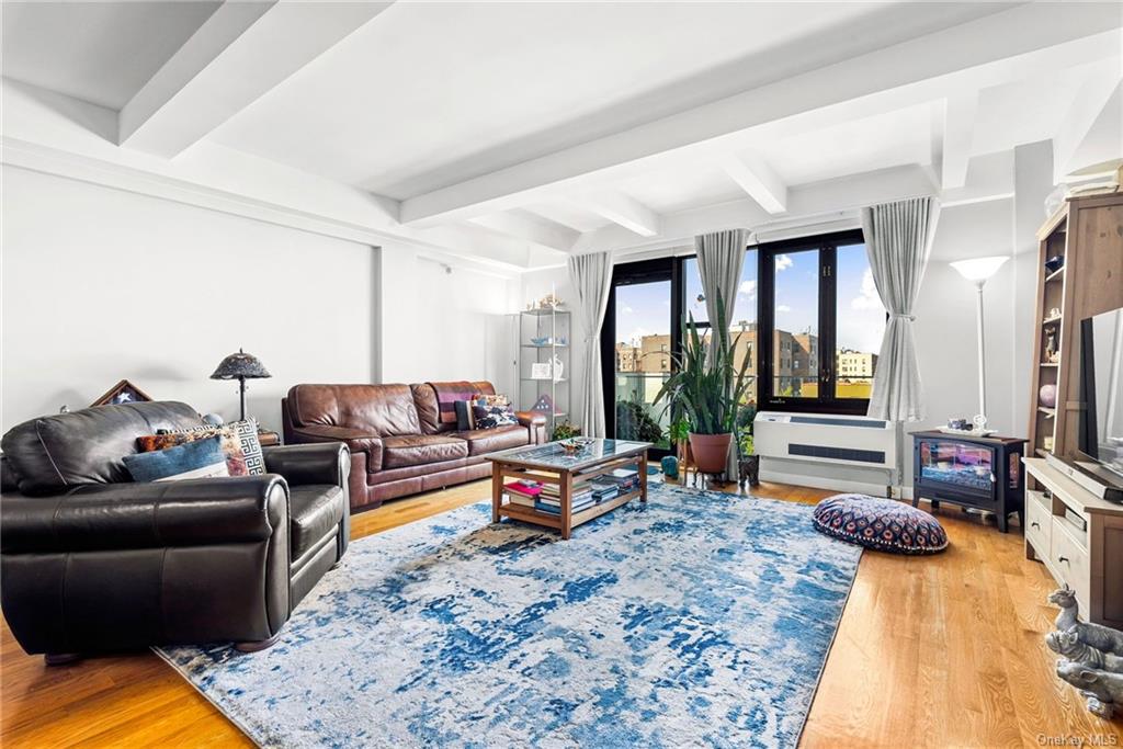 a living room with furniture and a rug