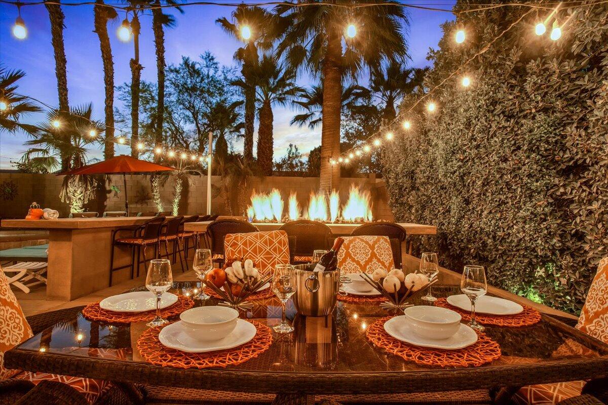 a table and chairs in the patio