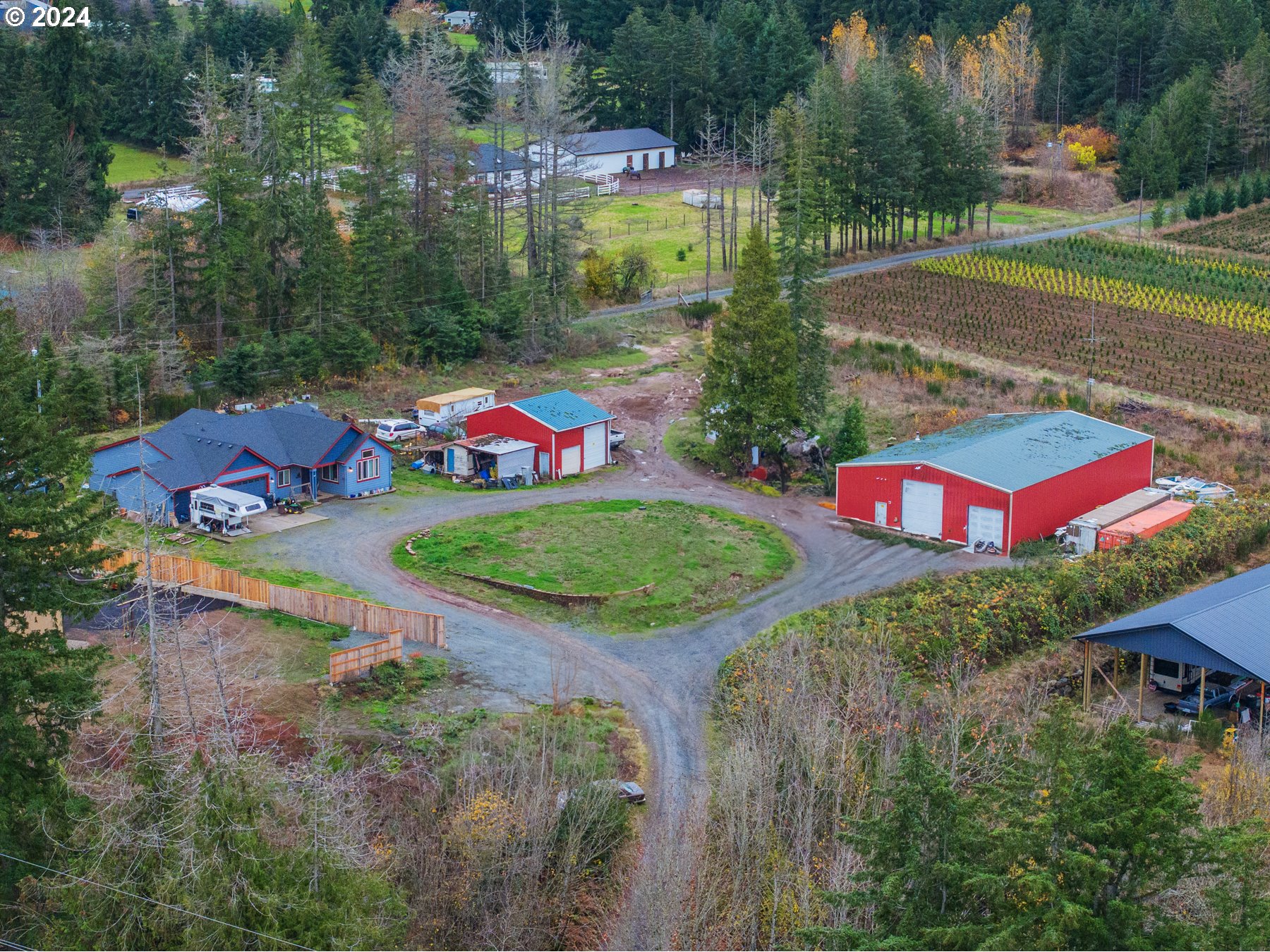 an aerial view of a house