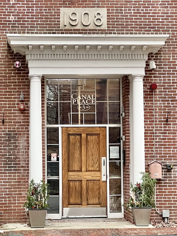 a view of a building with door