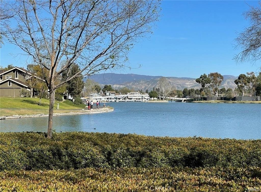 a view of a lake with a mountain