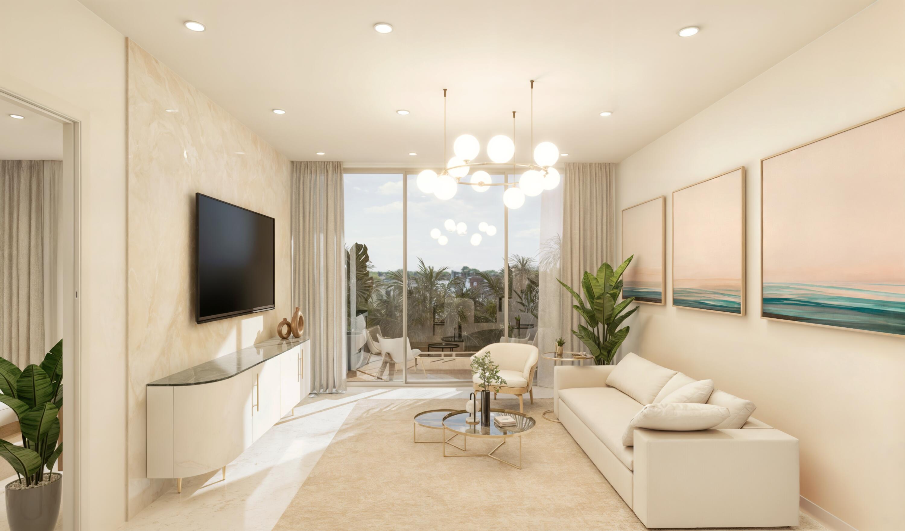 a living room with furniture and a flat screen tv