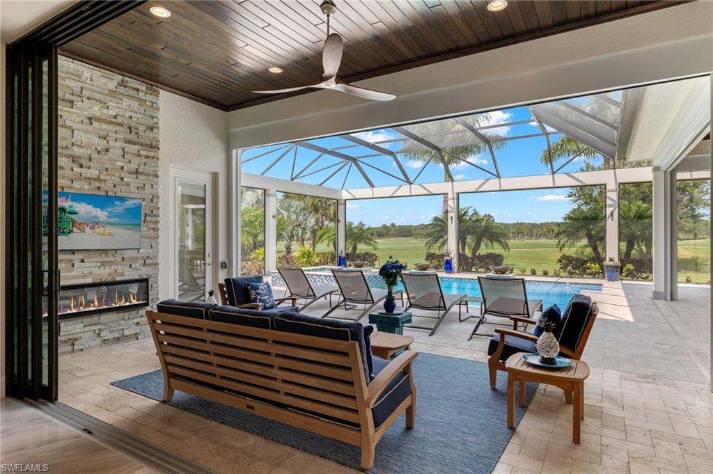 a outdoor living space with furniture and garden view