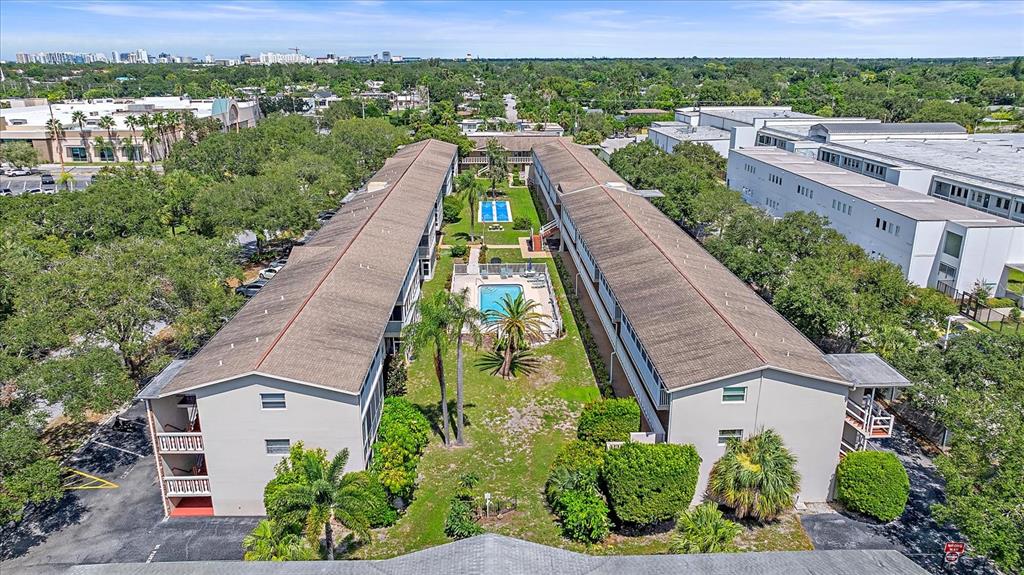 an aerial view of a house