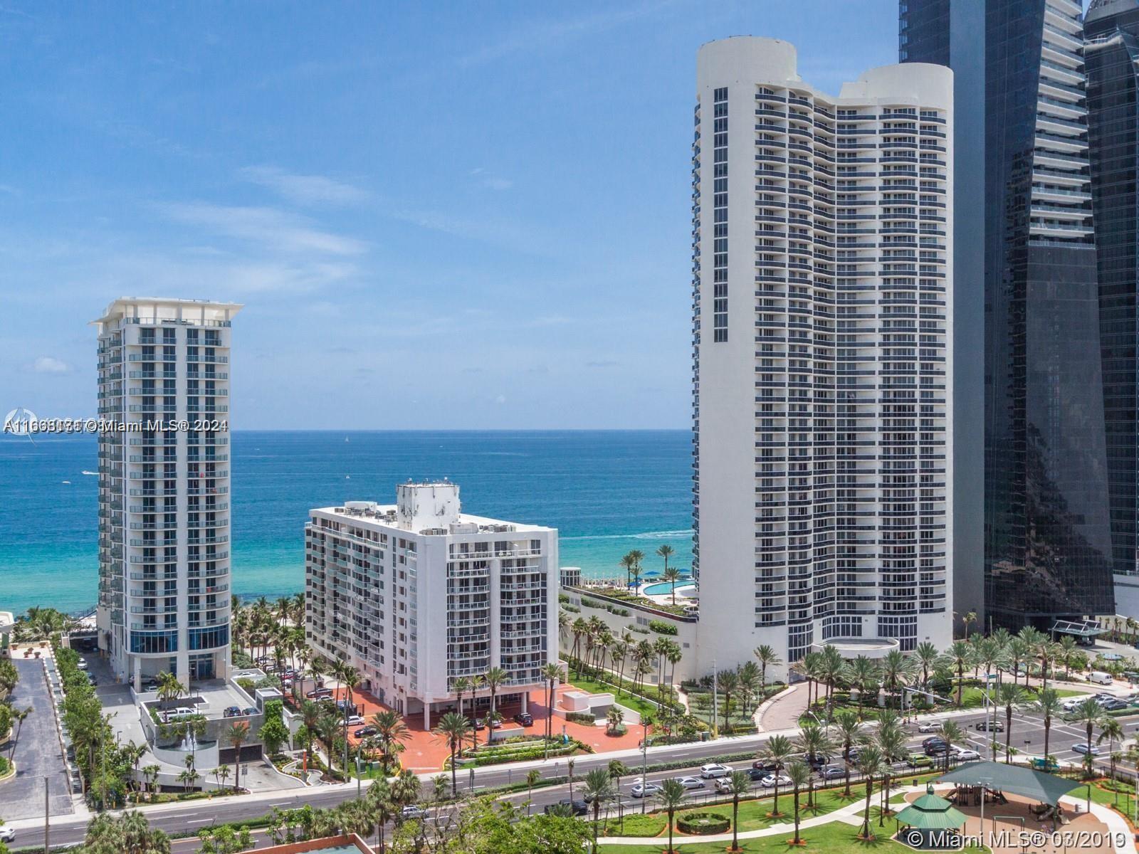 a city view with tall buildings