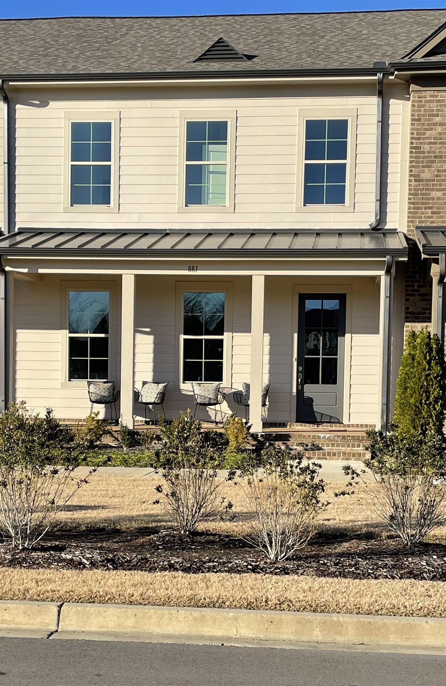 a front view of a house with windows