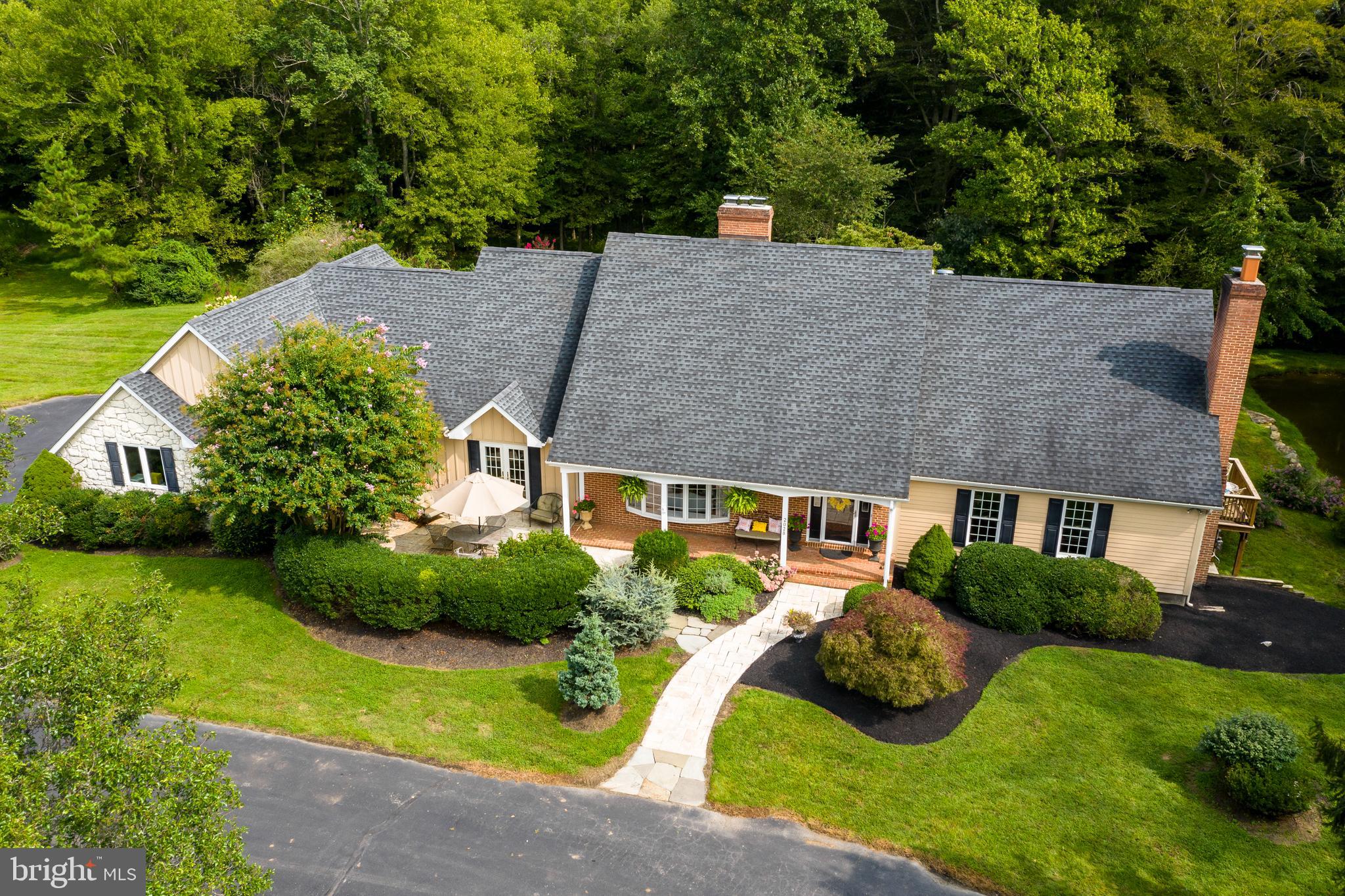 an aerial view of a house