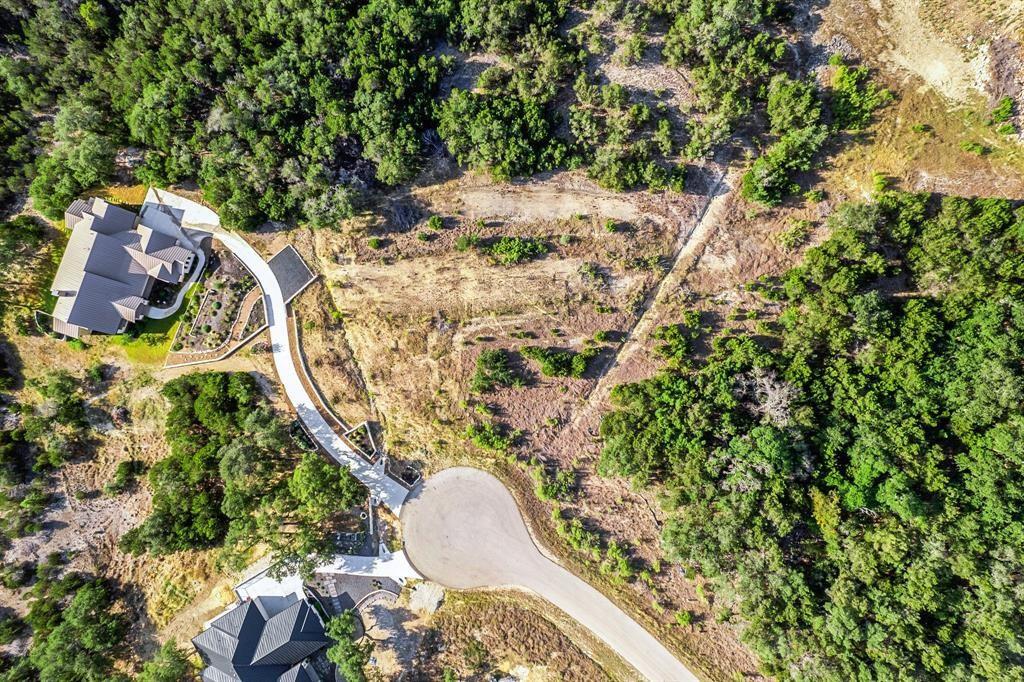 Aerial view of this oversized hilltop lot, over 1.8 acres. Best value in Vintage Oaks.