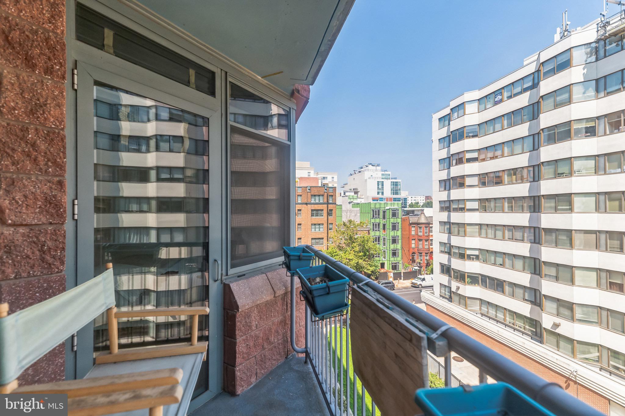 a view of a building from balcony