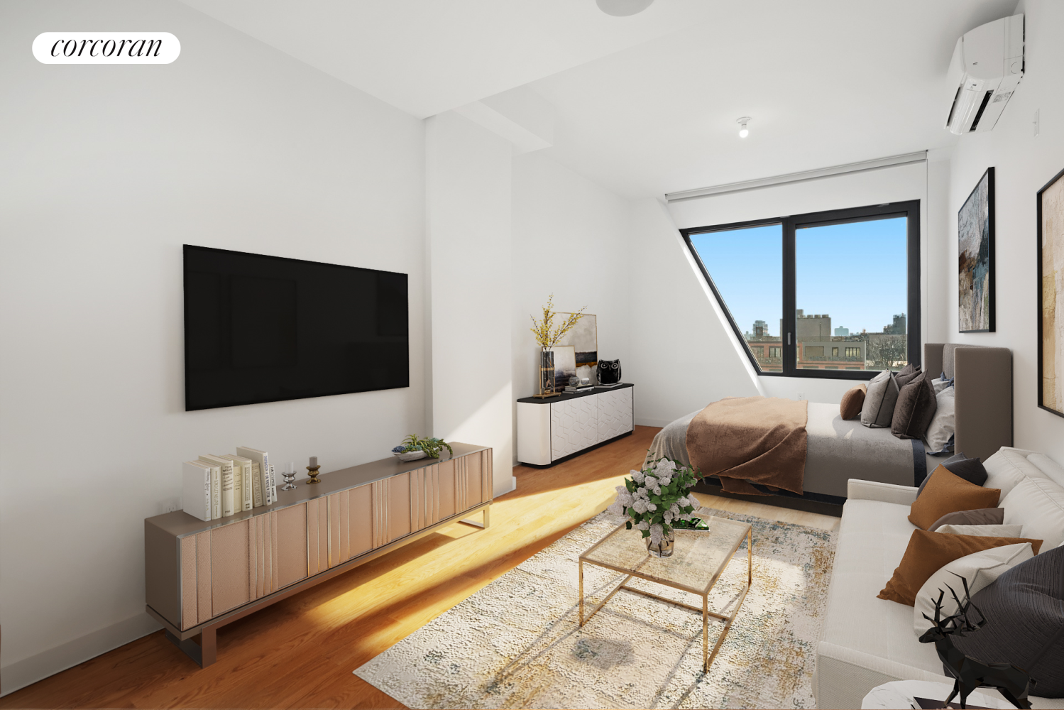 a living room with furniture and a flat screen tv