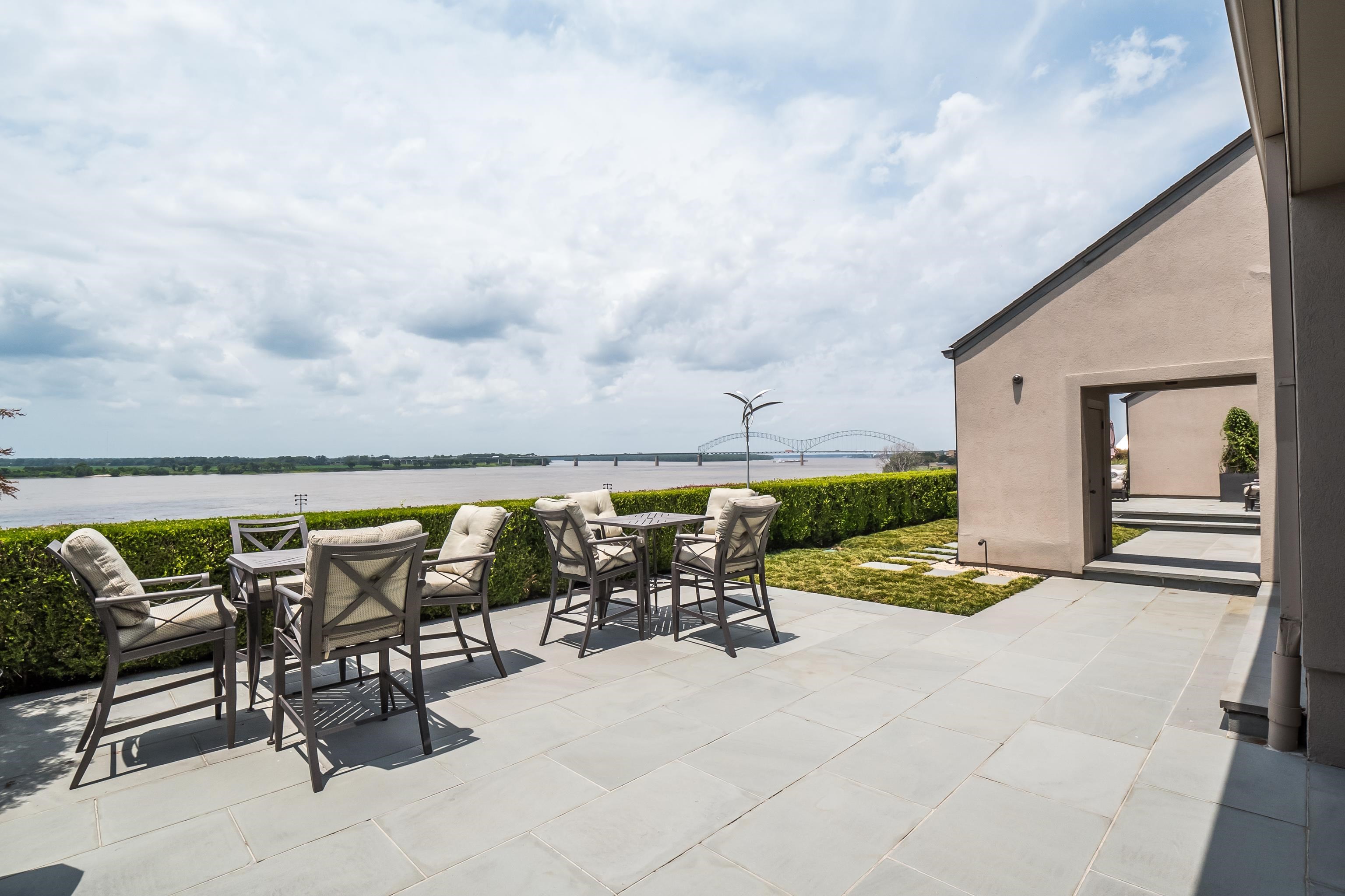 an outdoor view with patio