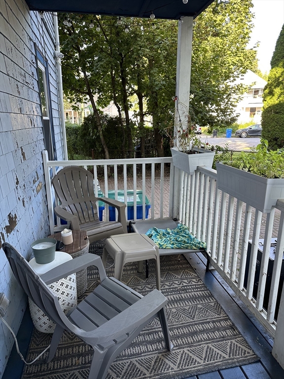 a view of a patio on the roof deck