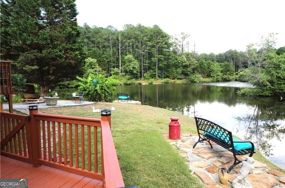 a park view with a lake view