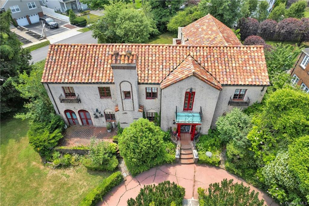 an aerial view of a house