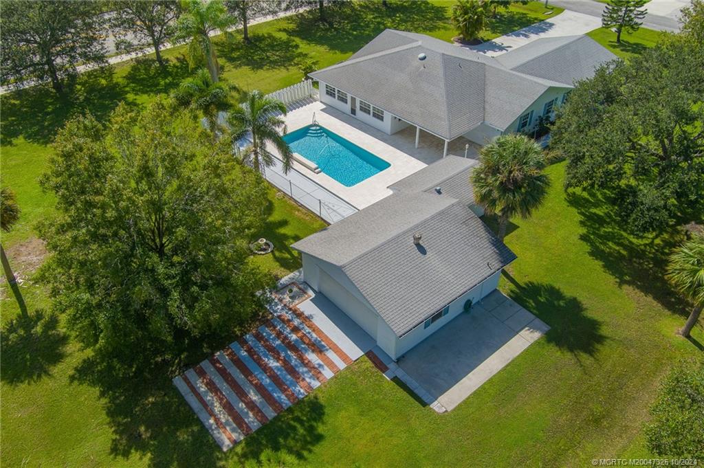 an aerial view of a house