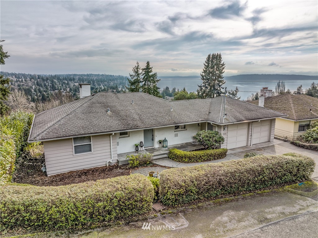 a aerial view of a house with a garden