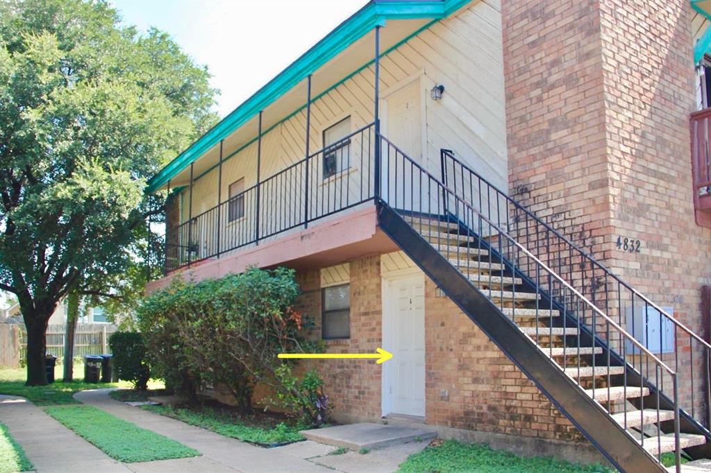 a view of a building with a stairs