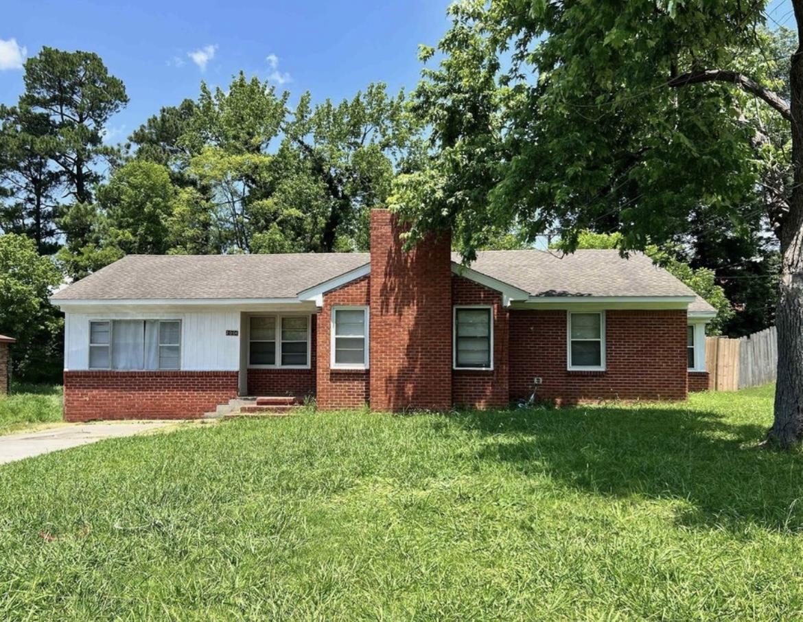 a front view of house with yard and trees