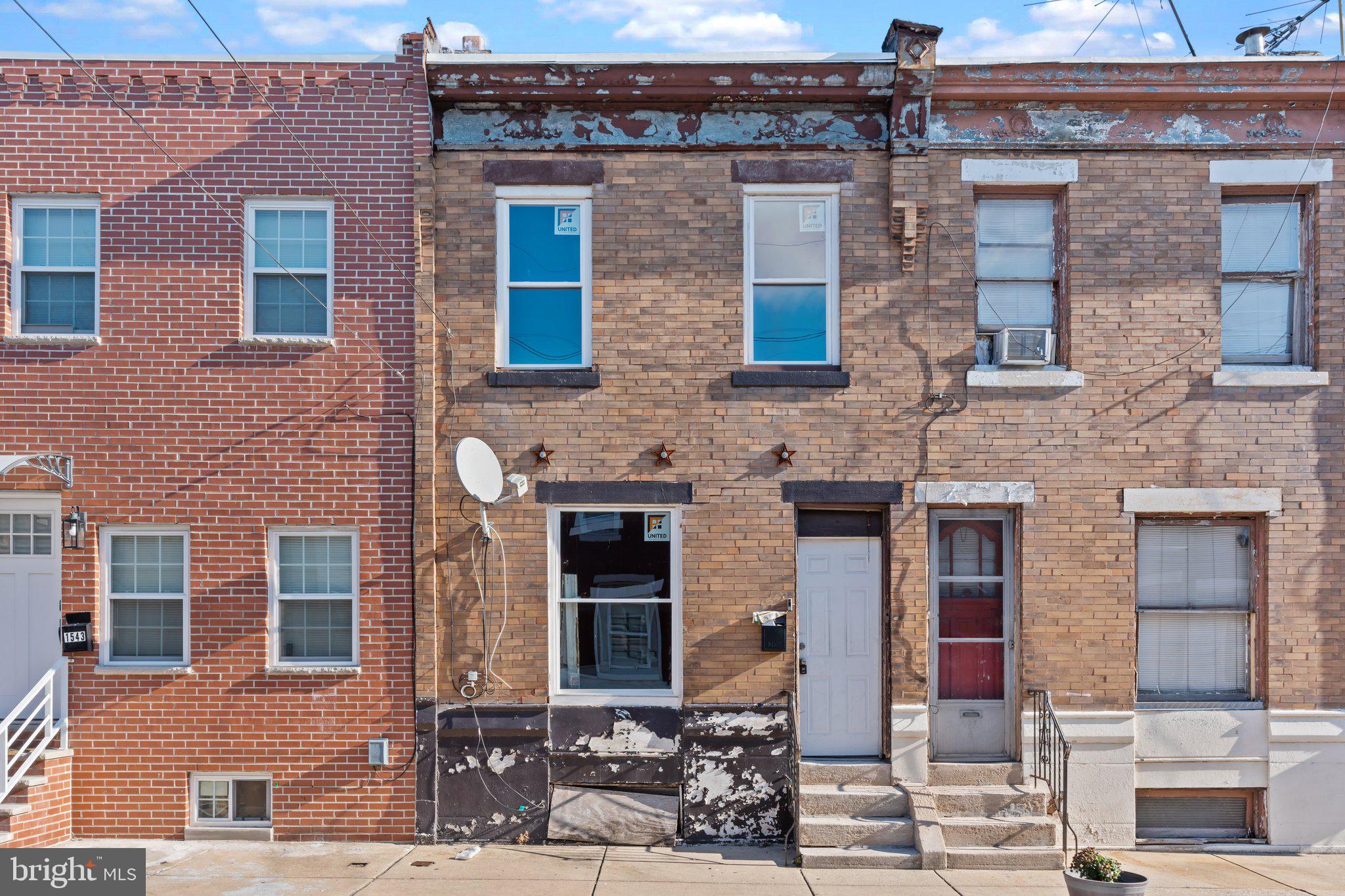 front view of a brick building